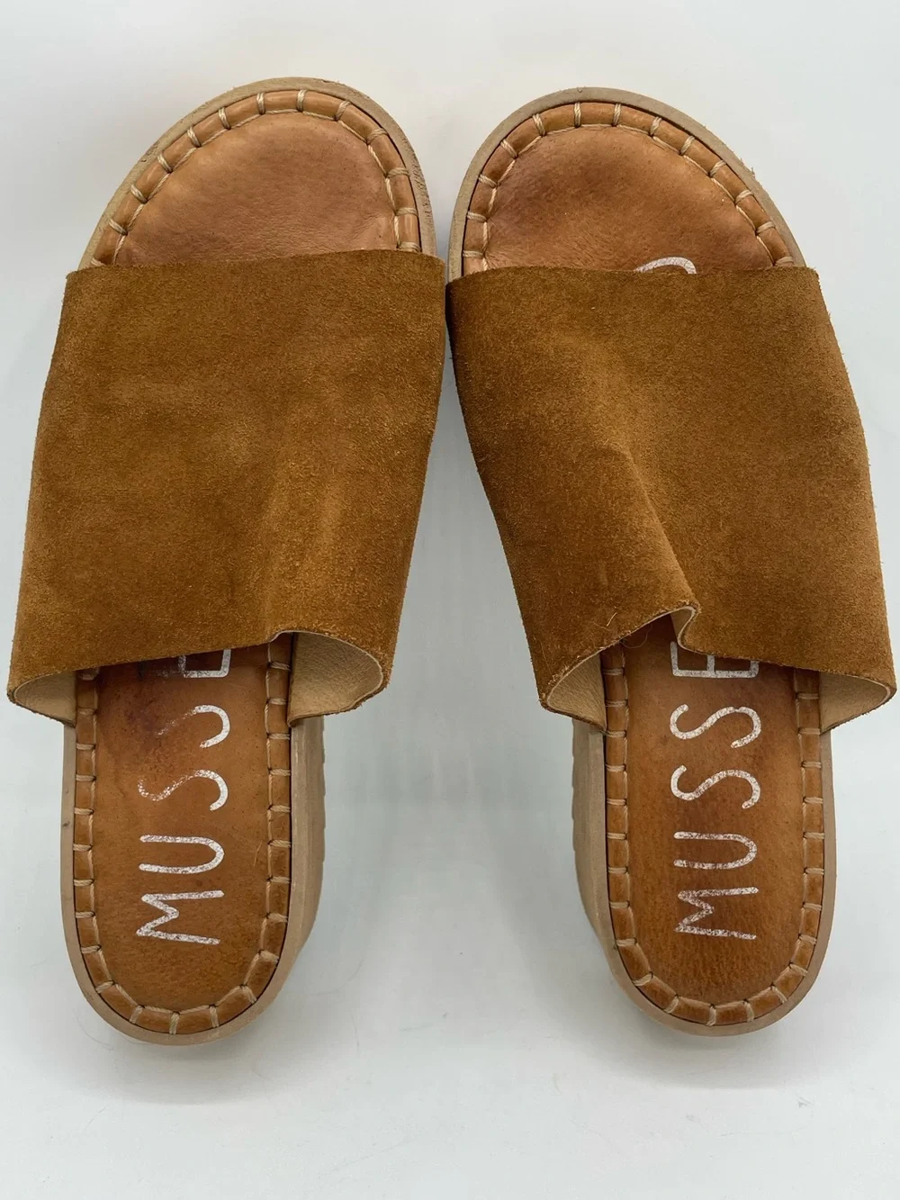 Musse & Cloud Kristel Brown Suede Platform Slide Sandals